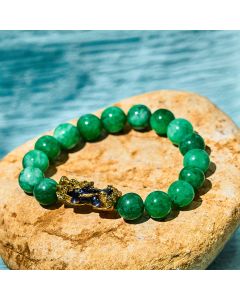 Buddha Stones FengShui PiXiu Jade Protection Bracelet - 14mm*13
