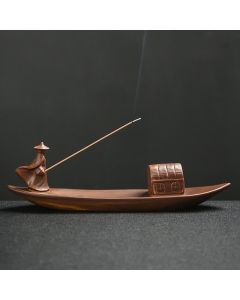 Buddha Stones Fisherman Fishing Boat Bamboo Person Hand Lotus Spiritual Healing Ceramic Stick Incense Burner Decoration - Person Hand Lotus 23.7*5.4*5.6cm