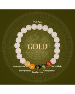 Buddha Stones Five Elements Various Agate Jambhala Luck Bracelet - Earth(Wrist Circumference: 14-16cm)