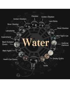 Buddha Stones Five Elements Various Crystal Black Obsidian Wealth Wisdom Bracelet - Beads(10mm)