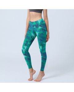Buddha Stones Floral Print Gym Leggings Women's Yoga Pants - LightSeaGreen / US18，UK/AU22，EU50 (4XL)