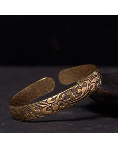 Buddha Stones Flowers Copper Brass Balance Self Care Cuff Bracelet Bangle - Copper(Wrist Circumference: 14-17cm)