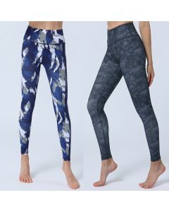 Buddha Stones Flowers Leaves Print Sports Fitness Yoga High Waist Leggings Women's Yoga Pants - Aqua White / US8-10，UK/AU12-14，EU40-42 (XL)