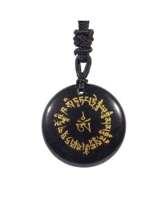 Buddha Stones Fortune-gathering Mantra Natural Various Crystal Black Obsidian Fulfilment Necklace Pendant - Red Agate