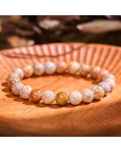 Buddha Stones Fossil Coral Compassion Bracelet - Fossil Coral(Wrist Circumference: 14-16cm) / 9-10mm