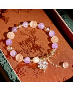 Buddha Stones Four Leaf Clover Amethyst Citrine Green Strawberry Quartz Rutilated Quartz Balance Bracelet - Rutilated Quartz(Wrist Circumference: 15-17cm)