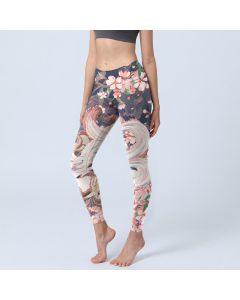 Buddha Stones Fox Cherry Blossoms Gym Leggings Women's Yoga Pants - MidnightBlue / US18，UK/AU22，EU50 (4XL)