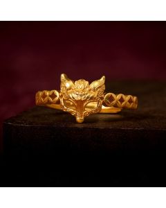 Buddha Stones 24k Gold Plated Brass Fox Coin Hollow Design Adjustable Ring - Adjustable
