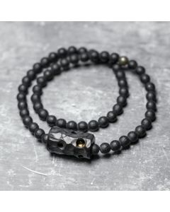 Buddha Stones Frosted Cut Surface Black Onyx Ebony Double Wrap Protection Bracelet - Black Onyx Ebony(Wrist Circumference: 17-17.6cm)