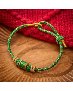 Buddha Stones Fu Character Green String Happiness Bracelet - Fu Character(Happiness ♥ Blessing)