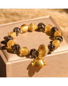 Buddha Stones Fu Character Liuli Glass Blessings Bracelet - Liuli Glass Fu Character(Wrist Circumference: 15-16cm)