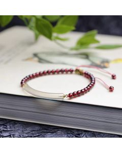 Buddha Stones Garnet Gray Agate Calm Cuff Half Bracelet Bangle - Garnet Gray Agate(Adjustable)