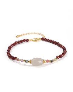 Buddha Stones Garnet Jade Tourmaline Bead Passion Bracelet - Garnet(Purification♥Protection)