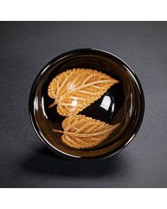 Buddha Stones Gold Maple Leaf Chinese Jianzhan Ceramic Teacup Tenmoku Kung Fu Tea Cup Bowl - Gold Blue Maple Leaf 9cm*4.5cm*120ml