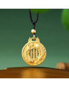 Buddha Stones Gold Plated Copper Koi Fish Strength Necklace Pendant - Koi Fish