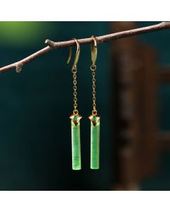 Buddha Stones Gold Plated Copper Slim Drop Grounding Earrings - Rectangular Vintage / Copper Ear Hook
