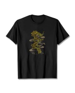 Buddha Stones Golden Dragon Cotton Tee T-shirt - LightPink / 2XL
