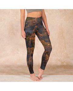 Buddha Stones Golden Mountains Clouds Print Gym Leggings Women's Yoga Pants - SaddleBrown / US18，UK/AU22，EU50 (4XL)
