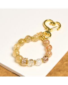 Buddha Stones Golden Rutilated Quartz Auspiciousness Key Chain Hanging Decoration - Rutilated Quartz
