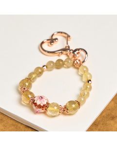 Buddha Stones Golden Rutilated Quartz Wealth Key Chain Hanging Decoration - Rutilated Quartz
