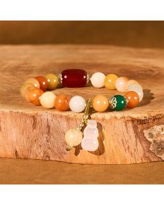 Buddha Stones Golden Silk Jade Beads Gourd Wealth Luck Bracelet - Golden Silk Jade(Wrist Circumference: 14-15cm)