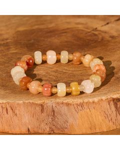 Buddha Stones Golden Silk Jade Pumpkin Beads Wealth Luck Bracelet - Golden Silk Jade(Wrist Circumference: 14-15cm)
