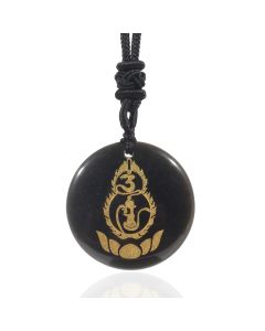Buddha Stones Gourd Lotus Pedestal Pattern Vajra Protection Mantra Natural Various Crystal Black Obsidian Fulfilment Necklace Pendant - Red Agate