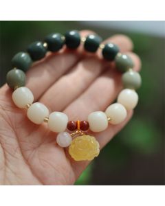 Buddha Stones Gradient Bodhi Seed Amber Lotus Peace Bracelet - Bodhi Seed(Auspiciousness♥Luck)