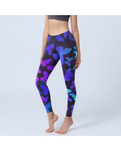 Buddha Stones Gradient Butterfly Print Exercise Leggings Women's Yoga Pants - Black / US18，UK/AU22，EU50 (4XL)