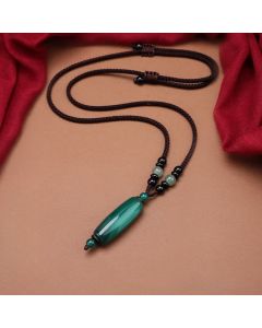 Buddha Stones Green Agate Red Agate Balance Braided Oval Pendant Necklace - Natural Red Agate(Color May Vary)
