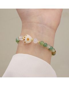Buddha Stones Green Agate Sun Stone Cat's Eye Bodhi Seed Cat Paw Support Bracelet - Sun Stone&Cat's Eye