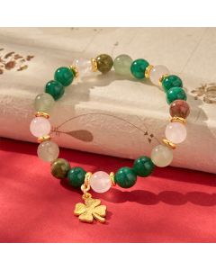 Buddha Stones Green Aventurine Four-leaf Clover Luck Round Beaded Bracelet - Green Aventurine(Luck ♥ Positivity)