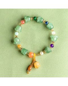 Buddha Stones Green Aventurine Magnolia Flower Luck Bracelet - Green Aventurine(Luck♥Positivity)(Wrist Circumference 14-18cm)