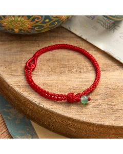 Buddha Stones Green Aventurine Red String Balance Bracelet - Black Onyx / Dark Red String / 19–20 cm