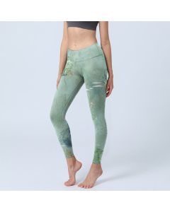 Buddha Stones Green Bamboo Rocks Print Sports Fitness Leggings Women's Yoga Pants - Honeydew / US18，UK/AU22，EU50 (4XL)
