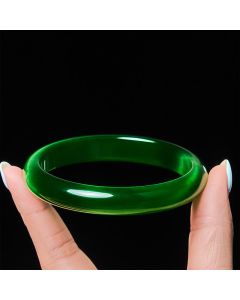 Buddha Stones Green Cat's Eye Stone Relieve Stress Wealth Thin Cuff Bangle Bracelet - Green Cat's Eye(Confidence ♥ Wealth) / 64mm