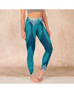 Buddha Stones Green Feather Flower Print Gym Fitness Leggings Women's Yoga Pants - CadetBlue / US18，UK/AU22，EU50 (4XL)