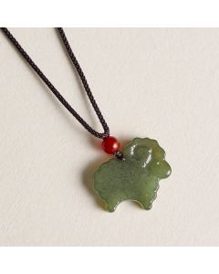 Buddha Stones Green Hetian Jade Chinese Zodiac Goat Pendant Necklace - Jade(Luck♥Protection)