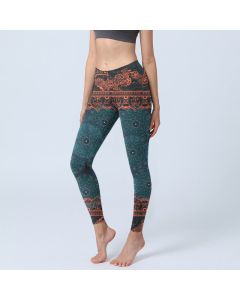 Buddha Stones Green Mandala Flower Print Gym Fitness Leggings Women's Yoga Pants - CadetBlue / US18，UK/AU22，EU50 (4XL)