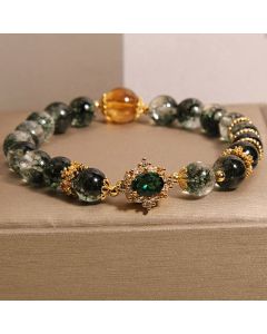 Buddha Stones Green Phantom Green Crystal Confidence Bracelet - Green Phantom Green Crystal Citrine(Wrist Circumference: 14-16cm)