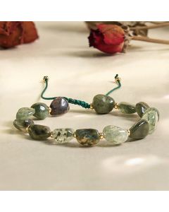 Buddha Stones Green Rutilated Quartz Braid String Protection Bracelet - Green Rutilated Quartz(Wrist Circumference 15-20cm)