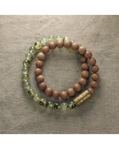 Buddha Stones Green Rutilated Quartz Natural Sandalwood Purification Bracelet - 18cm fit for Wrist Circumference 17-17.5cm