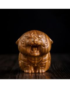 Buddha Stones Green Sandalwood Cute Tiger Animals Positive Decoration - Green Sandalwood Tiger (49*42*58mm)