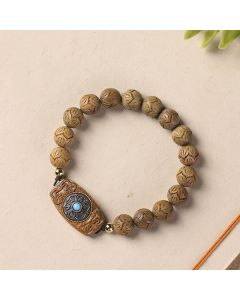 Buddha Stones Green Sandalwood Ebony Wood Sandalwood Om Mani Padme Hum Soothing Bracelet - Ebony Wood(Balance♥Calm)