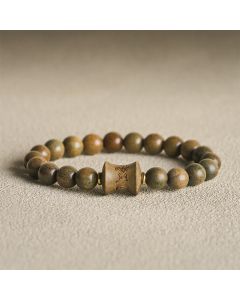 Buddha Stones Green Sandalwood Meditation Round Bead Bracelet - 8mm