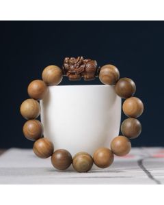 Buddha Stones Green Sandalwood Pixiu Attract Wealth Bracelet - Green Sandalwood (Wrist Circumference: 18-21cm)