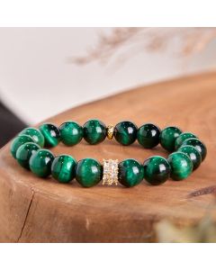 Buddha Stones Green Tiger Eye Positive Bracelet - Green Tiger Eye(Wrist Circumference: 14-16cm)