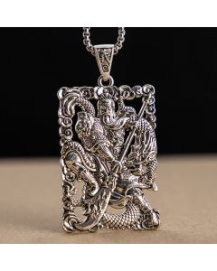 Buddha Stones Guan Gong Dragon Auspicious Clouds Wealth Necklace Pendant - Guan Gong&Dragon Auspicious Clouds