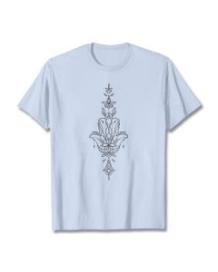 Buddha Stones Hamsa Hand Lotus Flower Pattern Tee T-shirt - LightGrey / 2XL