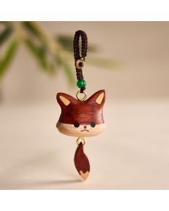 Buddha Stones Hand Carved Natural Wood Fox Balance Keychains - Red Fox